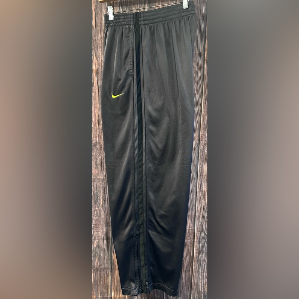 Nike Gray Black Basketball Warm Up Sweatpants with Neon Green Logo - Size 2XL